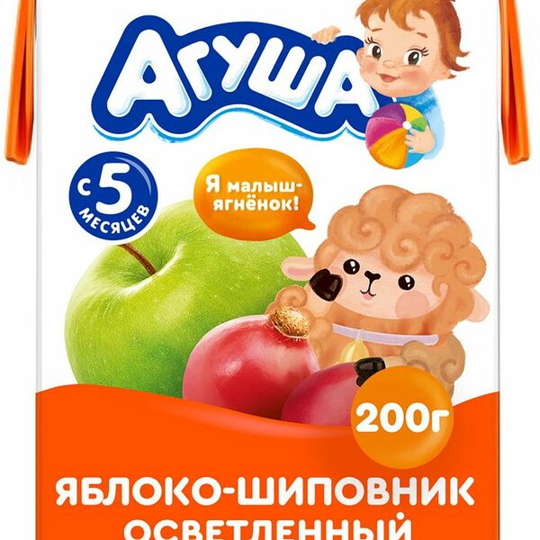 Сок детский Агуша яблоко-шиповник осветленный, с 5 месяцев