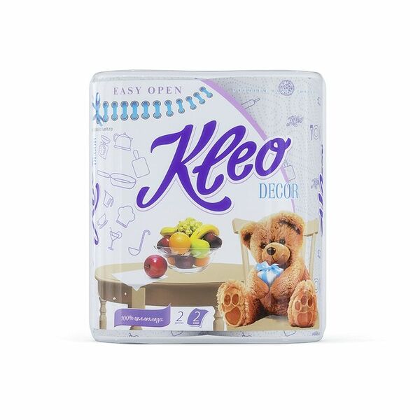 Полотенца бумажные Kleo Decor белые с рисунком двухслойные, 2 рулона