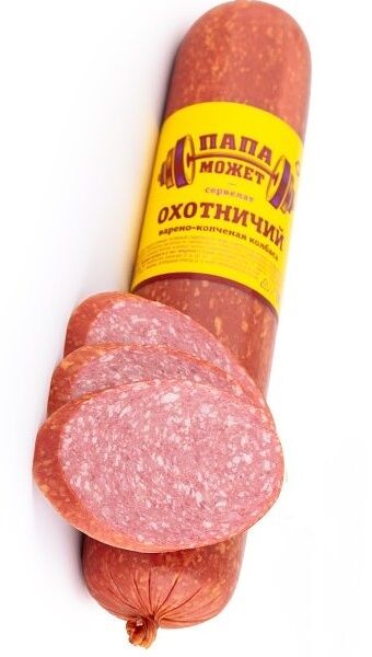 Колбаса сервелат охотничий в/к в/уп папа может колбасное изделие мясной продукт