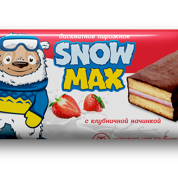 Пирожное бисквитное Snow Max с клубнич.нач. глазир. вес 40г Сладкая страна
