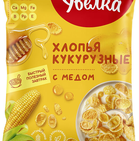 Хлопья Увелка кукурузные с медом витамины 275 г