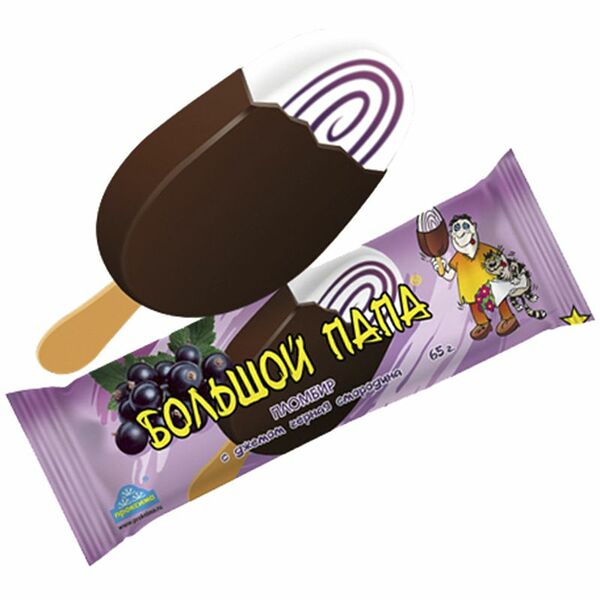 Мороженое Большой папа Черника джем-шоколад, эскимо 65 г