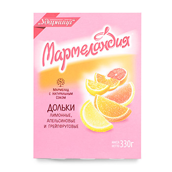 

Мармелад Мармеландия лимонные, апельсиновые и грейпфрутовые дольки 330 г