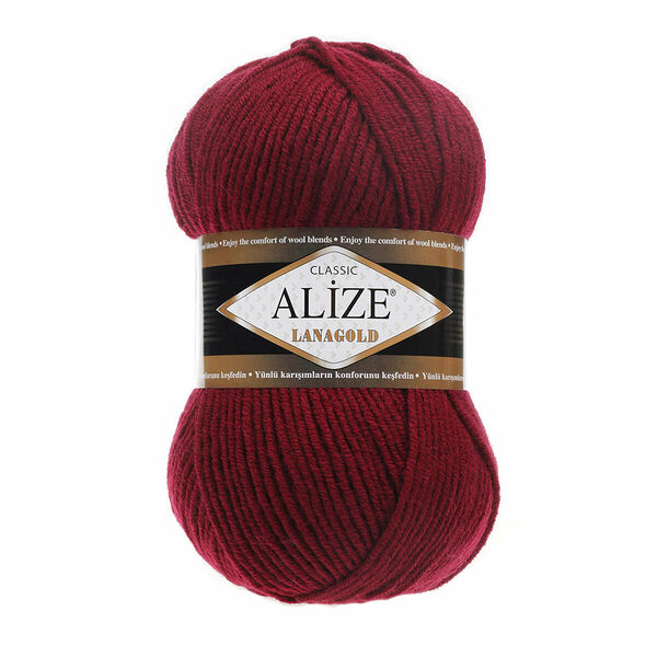 Пряжа ALIZE 'Lanagold' 100гр., 240м (49%шерсть, 51%акрил)(57 бордо)