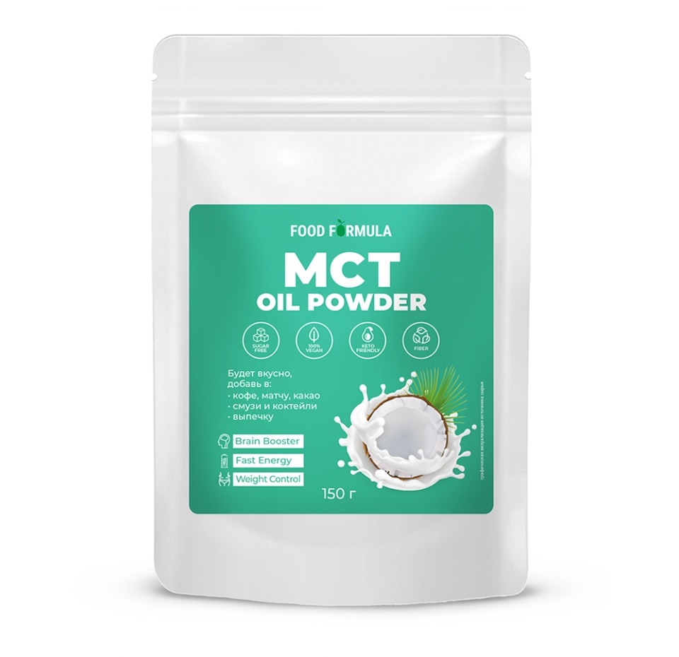 

Порошок Mct Oil Powder Food formula среднецепочечные тригдицериды кокосового масла 150г, Россия