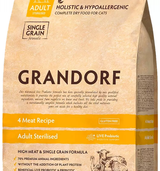Корм сухой для стерилизованных кошек Grandorf  Четыре вида мяса, 400 г