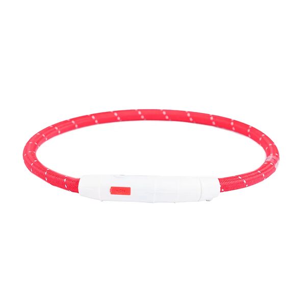 Ошейник для собак средних пород светящийся круглый красный 45 см