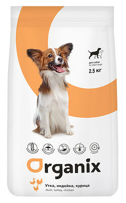 Корм беззерновой для собак Organix Grainfree Adult Dogs Duck, Turkey, Chicken с уткой, индейкой и курицей 2,5 кг