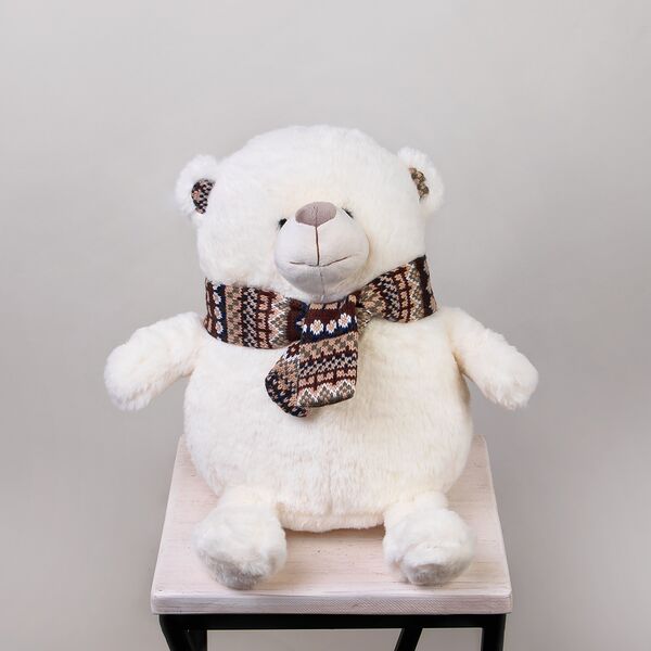 Игрушка Maxitoys Luxury, Белый Мишка Сноу с Шарфом, 27 см