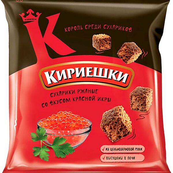 Сухарики Кириешки ржаные со вкусом красной икры 40 г