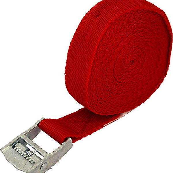 Ремень для укрепления груза с замком 5м*2,5см-250 кг (красный) (107422)