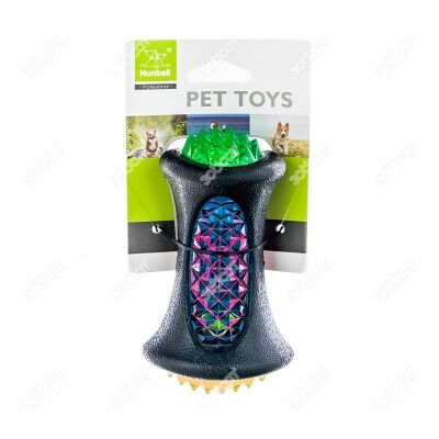 Игрушка Nunbell Гантеля-Светофор 12х7,5х7,5 см мигающая для собак