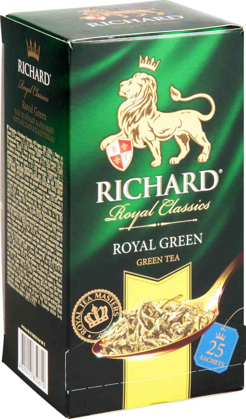 

Чай зеленый Richard Royal Green байховый, 25 пакетиков × 2 г