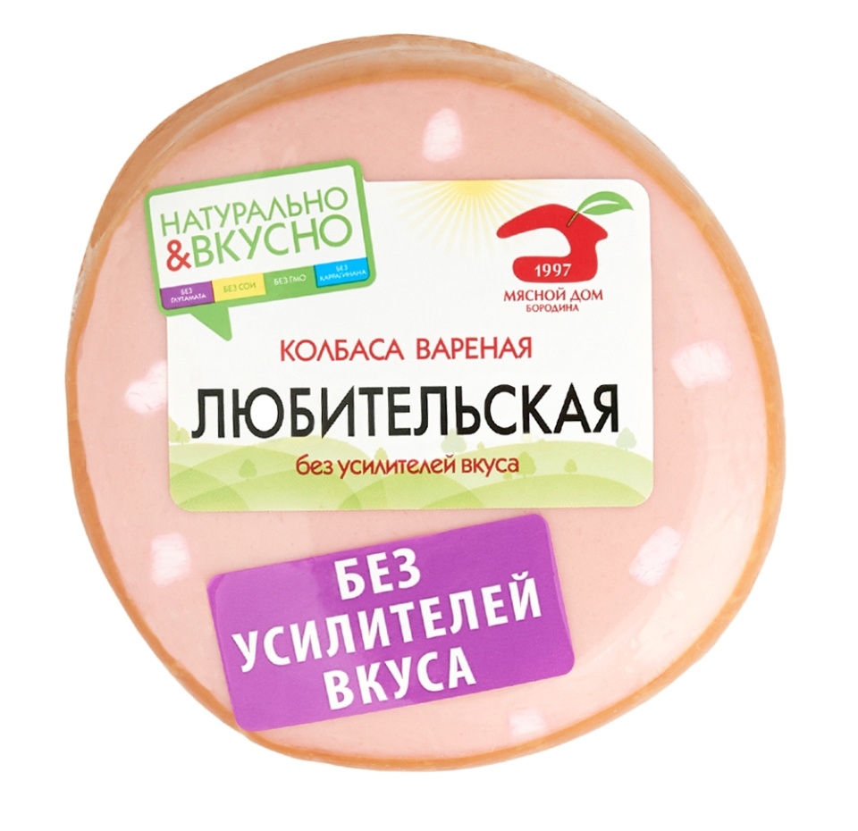 

Колбаса варёная «Любительская» в синюге, «Мясной дом Бородина», 450 г, Россия