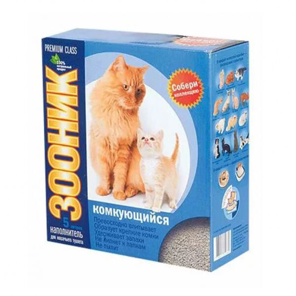 Комкующийся наполнитель для кошек Зооник Люкс бентонитовый, 3.875 кг, 5 л
