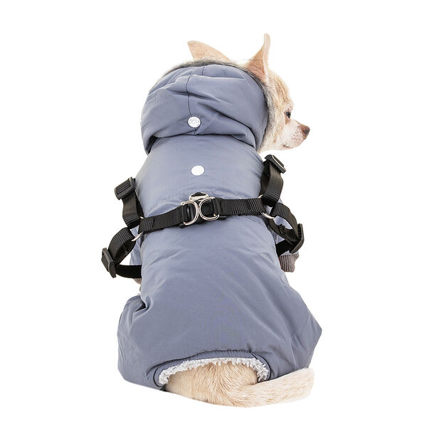 Комбинезон со шлейкой и капюшоном для собак S синий (унисекс)