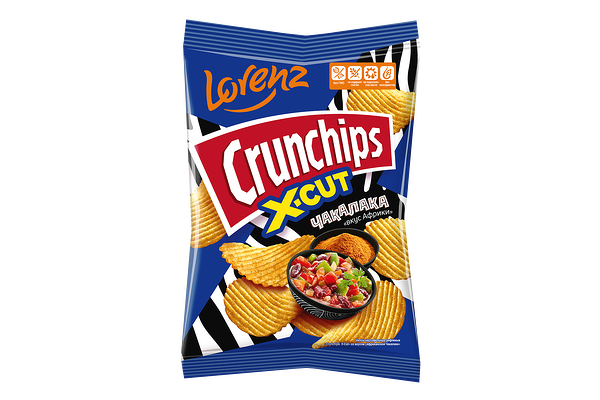 Чипсы картофельные Lorenz Crunchips X-Cut рифленые со вкусом африканской чакалаки 70 г