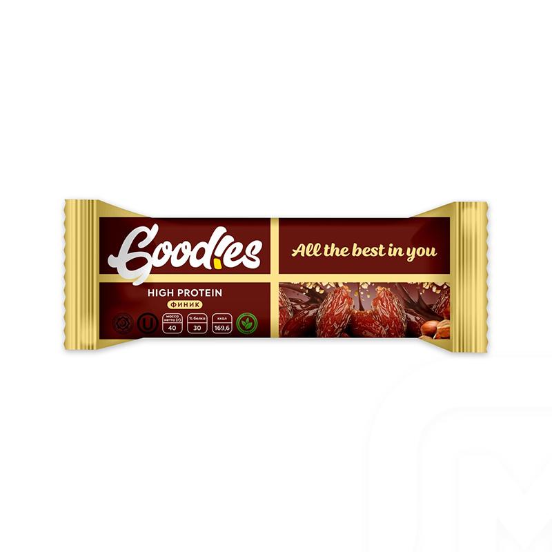 

Батончик протеиновый Goodies в бельгийском шоколаде Финик
