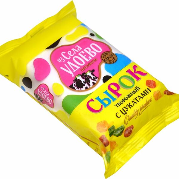 Сырок Из Села Удоево творожный с сахаром и цукатами 12% 100г