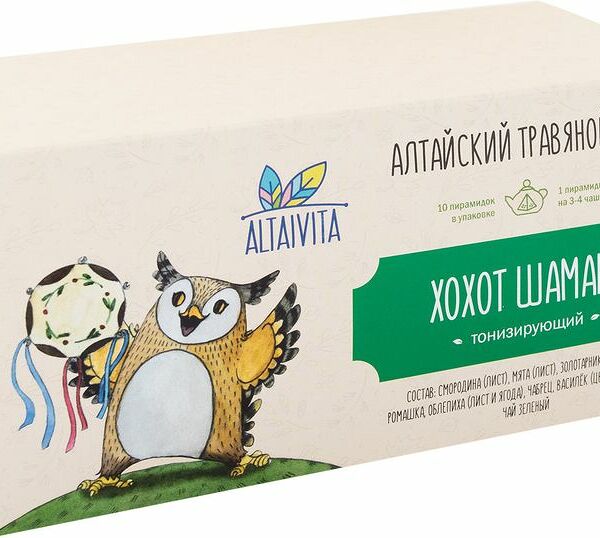 Чай AltaiVita Хохот Шамана травяной тонизирующий в пирамидках, 10х4г