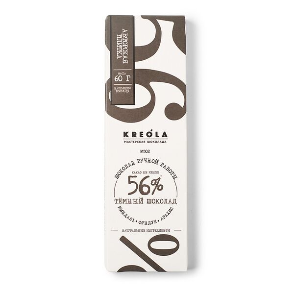 Темный шоколад KREOLA мастерская шоколада с орехом фундук,  миндаль, арахис 60г Россия
