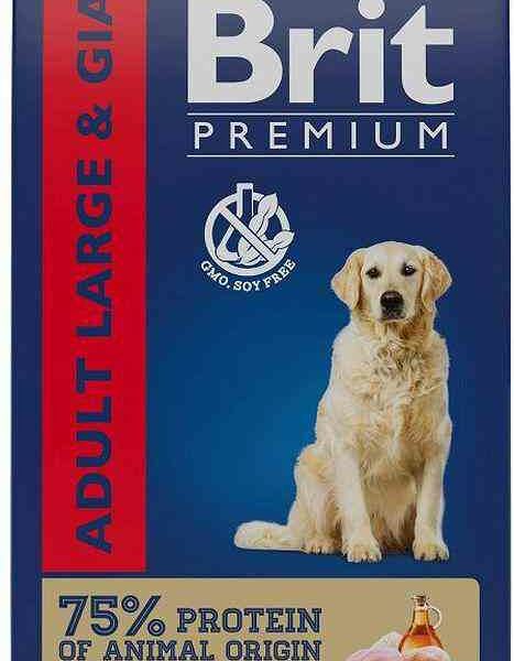 Корм для взрослых собак крупных пород Brit Premium Курица и 5 трав