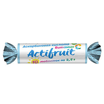 Витамин С Актифрут жевательные таблетки с сахаром 10*2,5г БАД 