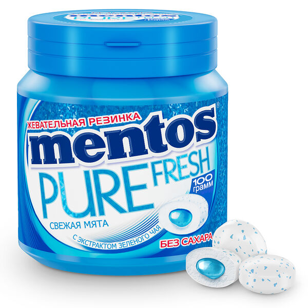 Жевательная резинка Mentos Pure fresh без сахара с экстрактом зелёного чая, 50 шт.