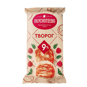 Творог 9%, Вкуснотеево, 180 г