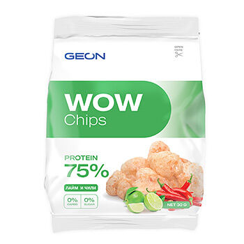 Чипсы протеиновые безуглеводные GEON Лайм-чили (75% белка, без глютена)