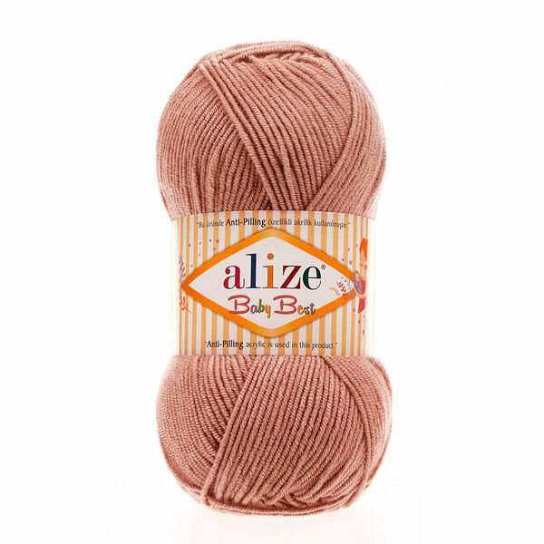 Пряжа Alize 'Baby Best' 100г 240м (10% бамбук, 90% акрил) с эффектом АНТИПИЛЛИНГ(354 темная пудра)