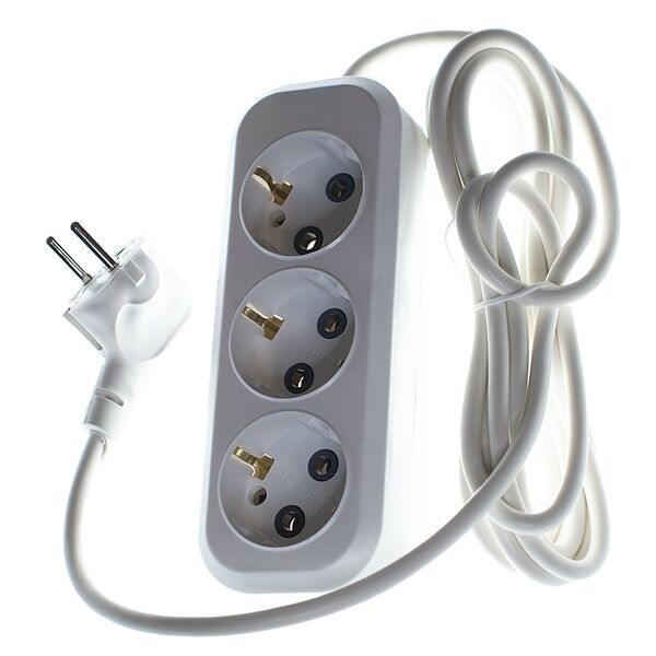 Удлинитель сетевой, 3 гнезда, 3 м, с заземлением