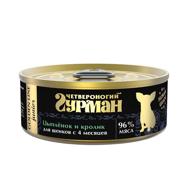 Четвероногий Гурман Golden line цыпленок и кролик для щенков