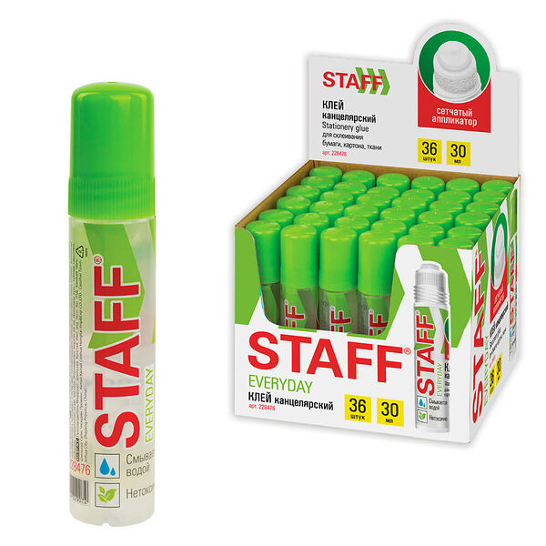 Клей канцелярский STAFF эвридей 30мл сетчатый аппликатор 228476