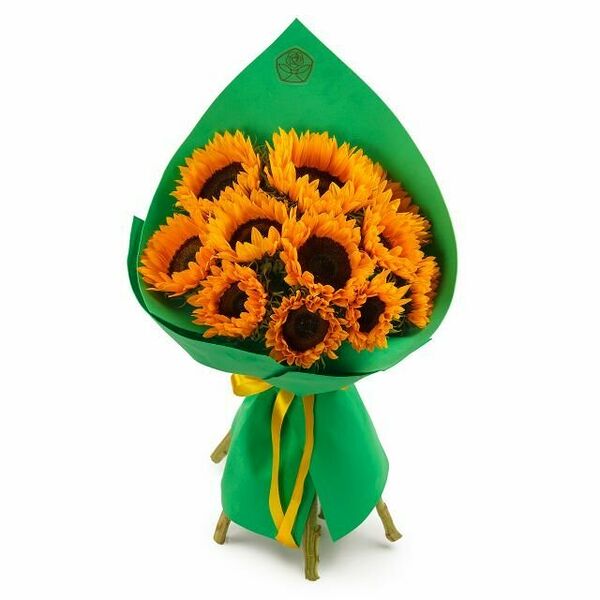 Букет 11 подсолнухов в фоамиране 50 см