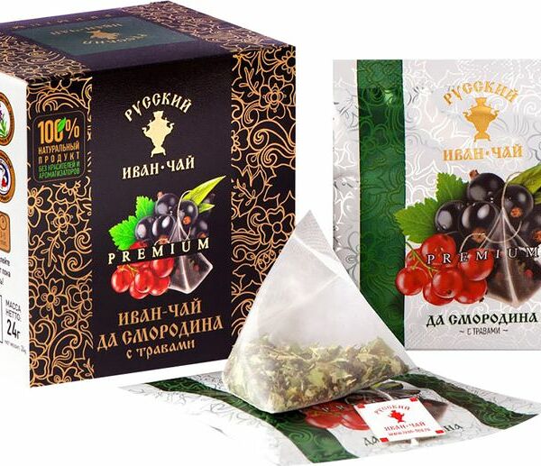 Напиток чайный Русский Иван-чай Премиум смородина с травами в пирамидках, 12x5г