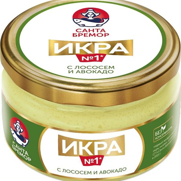 Икра деликатесная с лососем и авокадо Санта Бремор 180 г