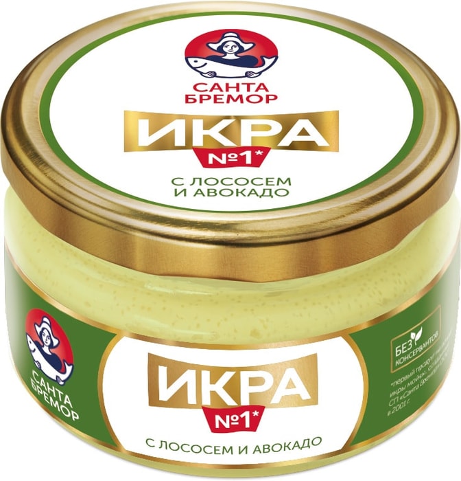 

Икра деликатесная с лососем и авокадо Санта Бремор 180 г