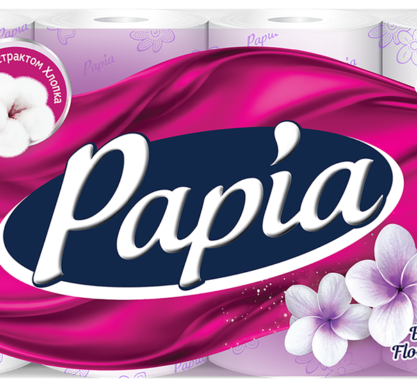 Бумага туалетная Papia Bali Flower 3 слоя 8 шт