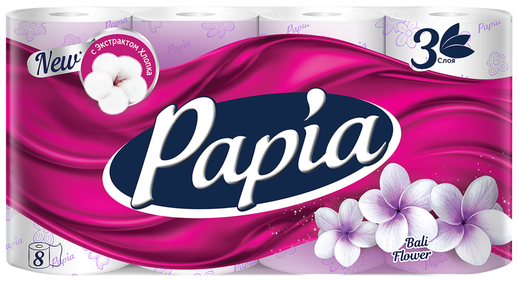 

Бумага туалетная Papia Bali Flower 3 слоя 8 рулонов