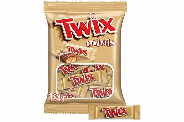 Шоколадные батончики Twix minis песочные с карамелью покрытые молочным шоколадом