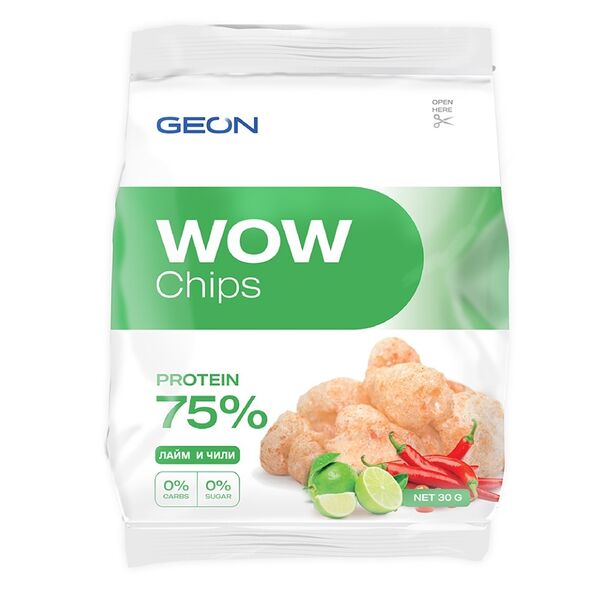 Чипсы протеиновые безуглеводные Geon Лайм-чили (75% белка, без глютена) 30 г