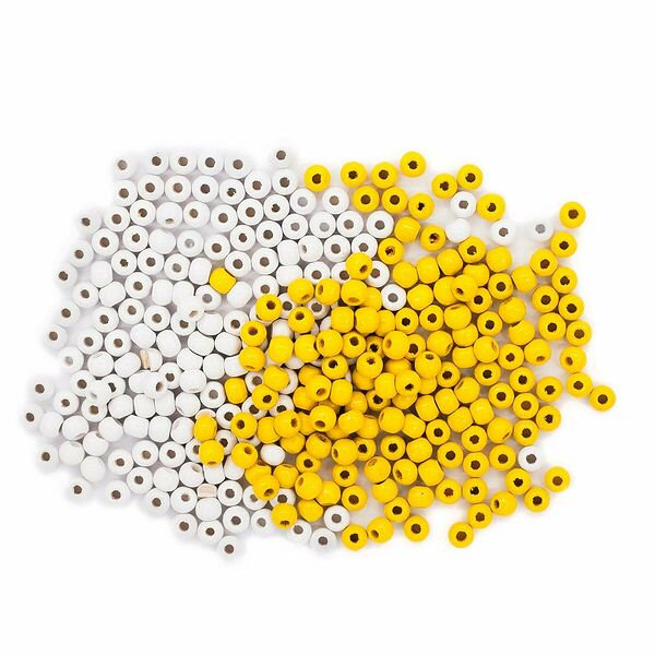 Набор деревянных бусин, белый и желтый цвета, 4мм, 310шт, Glorex