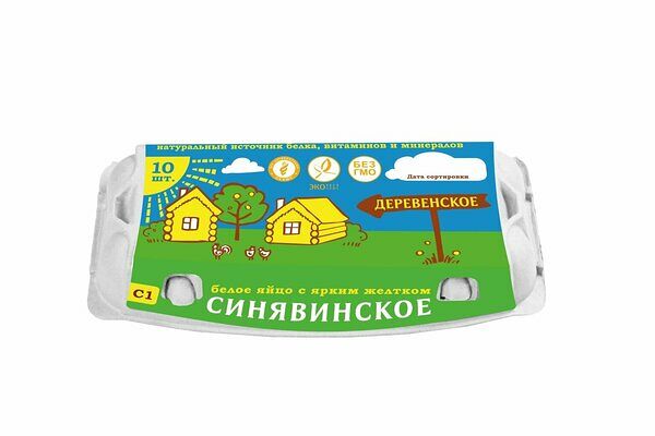 Яйцо куриное Синявинское Деревенское С1, 10 шт