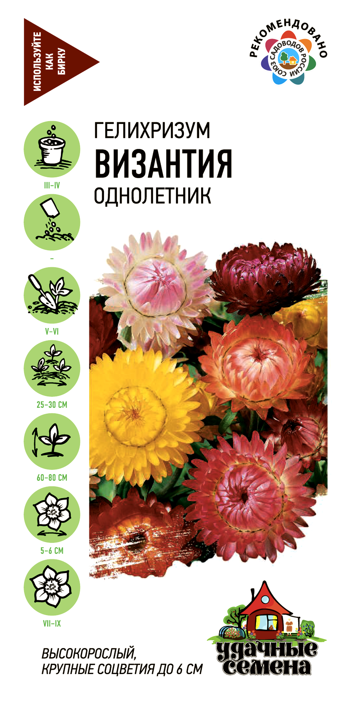 

Семена Удачные семена Гелихризум Византия, смесь, Арт. 10002931, 0,2г