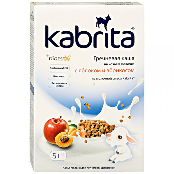Каша Гречневая на козьем молочке Kabrita с яблоком и абрикосом с 5 месяцев