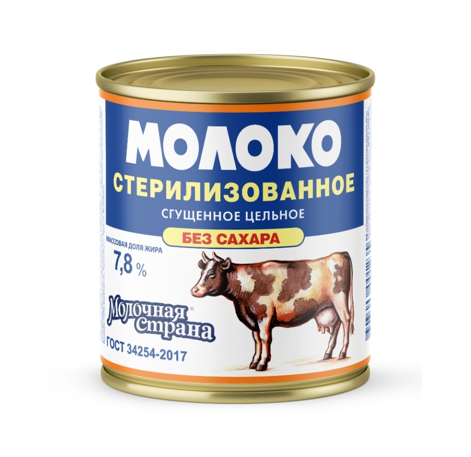

Молоко цельное сгущённое Молочная страна стерилизованное без сахара 7.8% 300 г