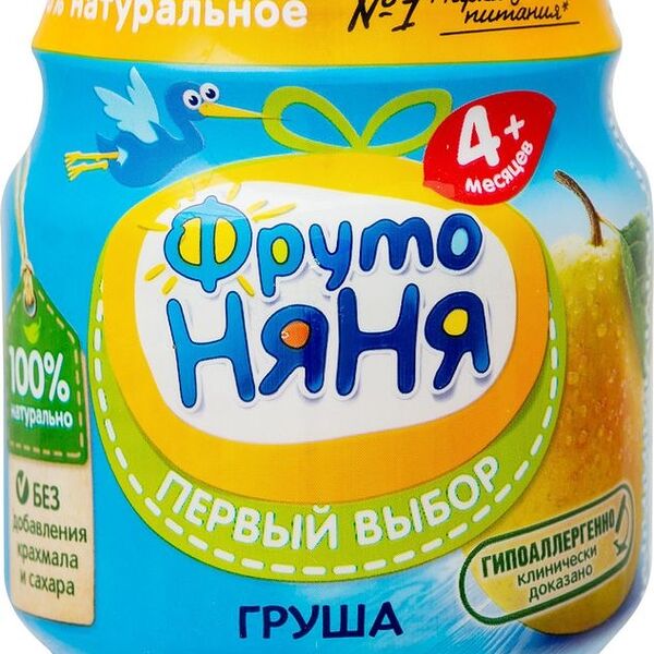 Пюре ФрутоНяня из груш с 4 месяцев, 100г