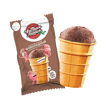Мороженое пломбир Чистая Линия Шоколадный в вафельном стаканчике