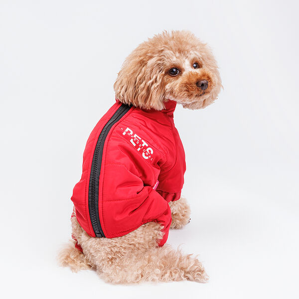 Комбинезон с замком для собак, M, красный